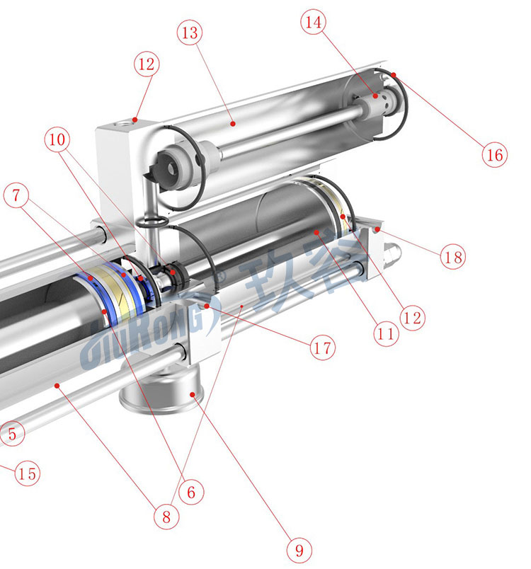氣液增壓缸后半部分分解結(jié)構(gòu)圖